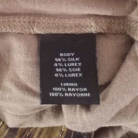 Ella Moss Metallic Ikat Silk Flutter Sleeve Dress Sz S - Picture 7 of 8